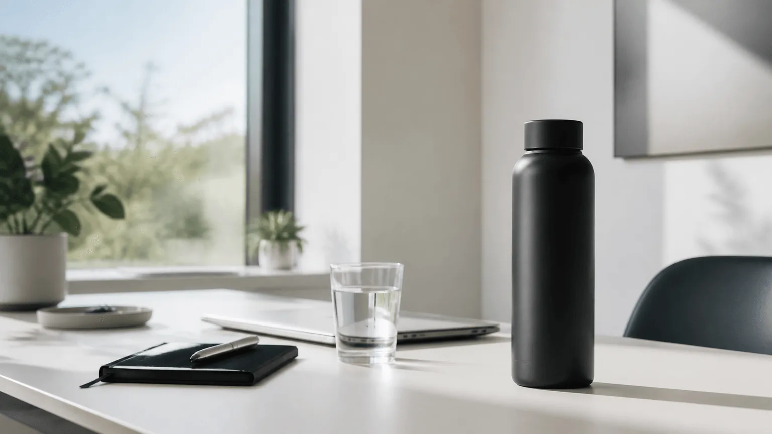 デスク脇に置いたMISAKA BOTTLEの利用シーン